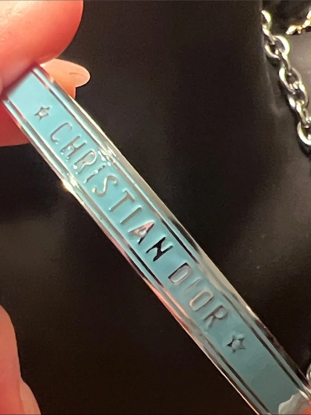 Up Cycled Sky Blue Enamel Logo Bangle Bracelet
